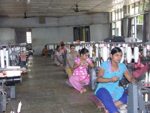 Ladies spinning cotton